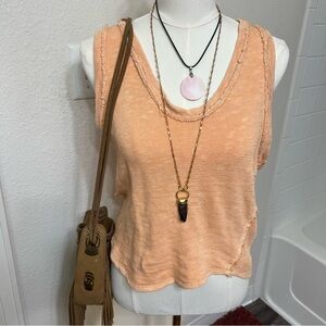 Free People We the Free peachy pastel orange tank top bohemian boho spring baggy